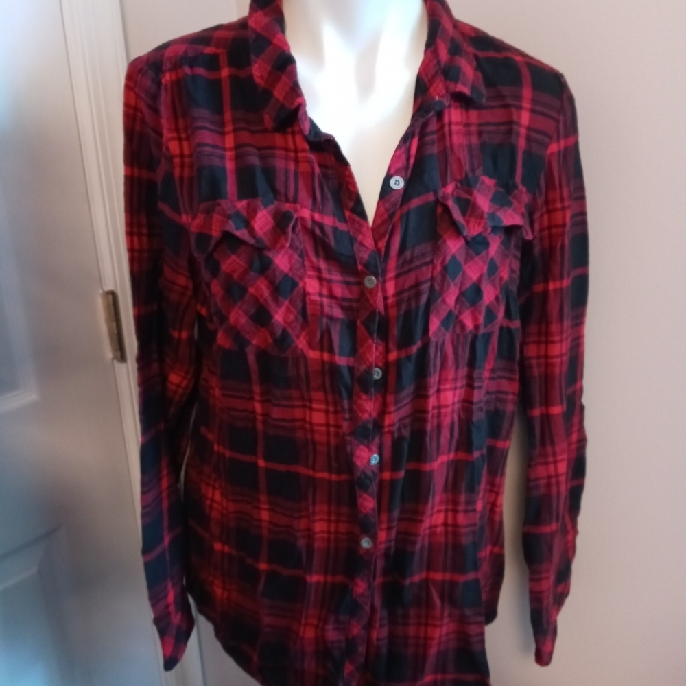 Ruff Hewn red and black button down flannel